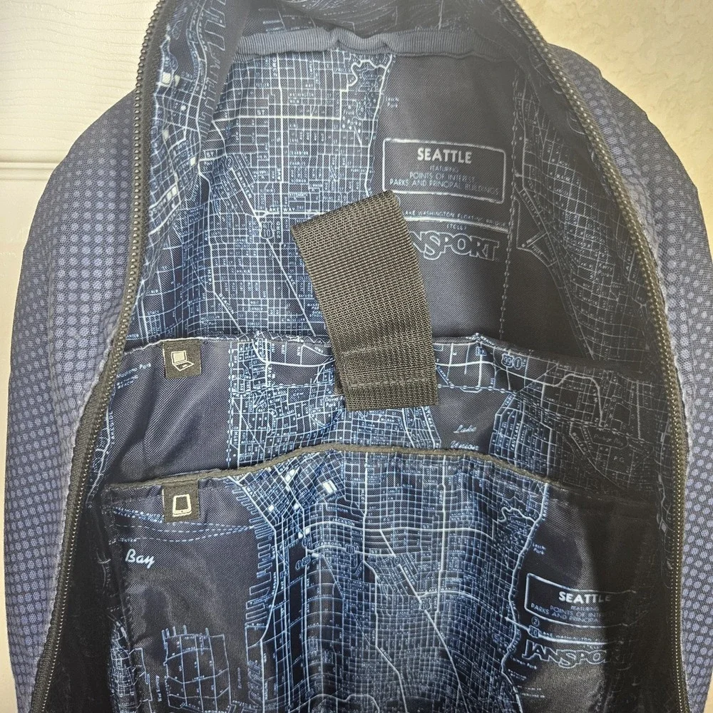 Jansport Suede Bottom Backpack Map Of Seattle Interior Laptop and Tablet Sleeve